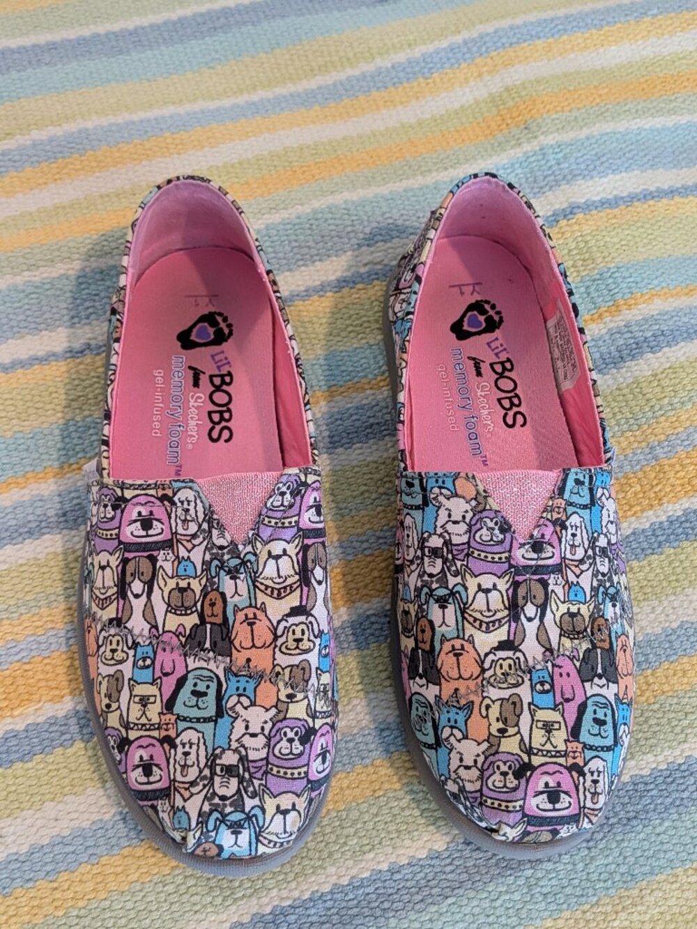 ⭐ Lil Bobs from Sketchers Dog Print Slip On Flats size Youth 1